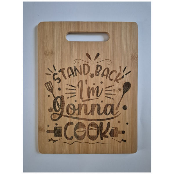 "Stand Back" Bamboo Chopping Board