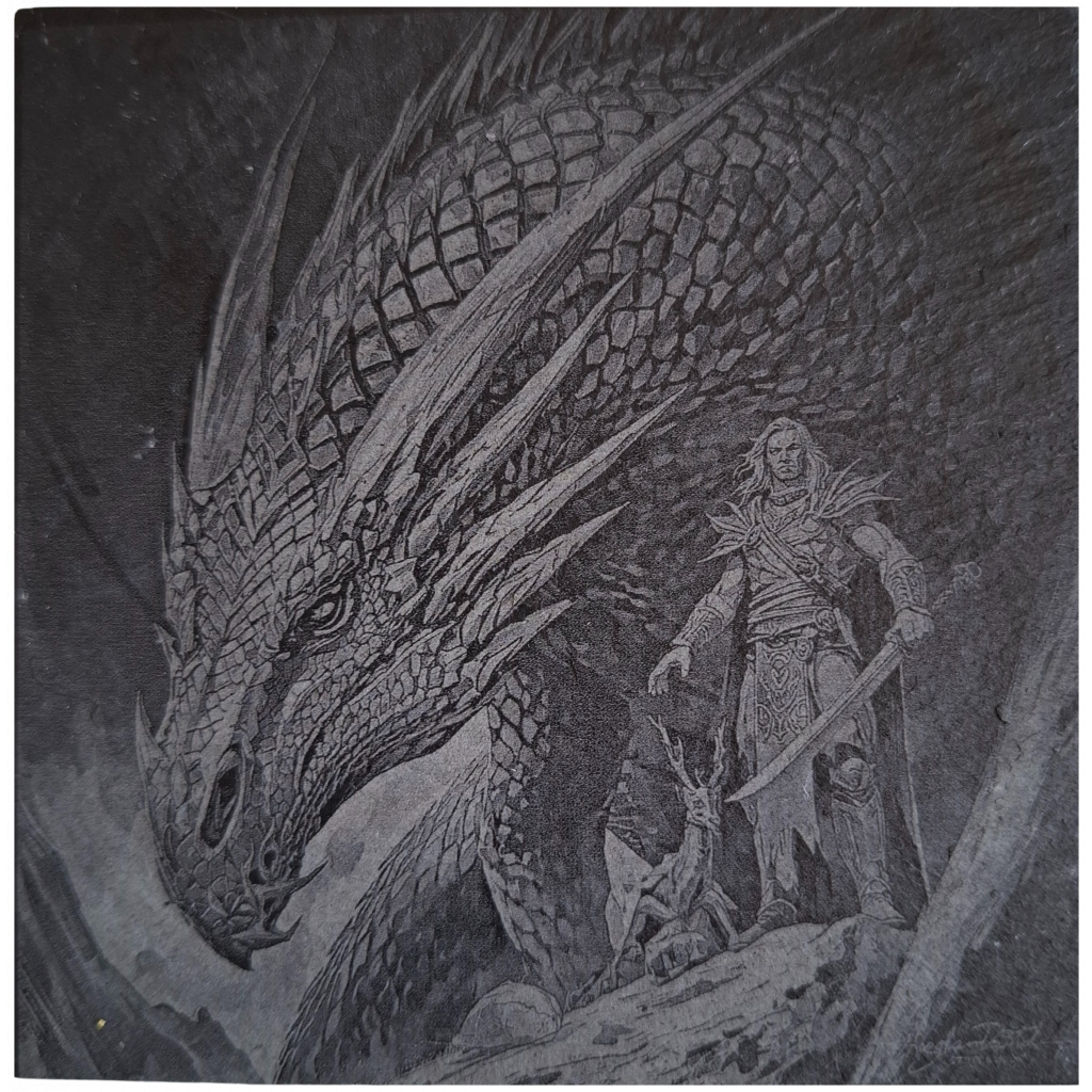 Laser Engraved Fantasy Slate Coasters – Mythical & Legendary Designs