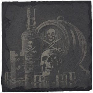 Laser Engraved Pirate Slate Coasters – Nautical Skull & Pirate Designs