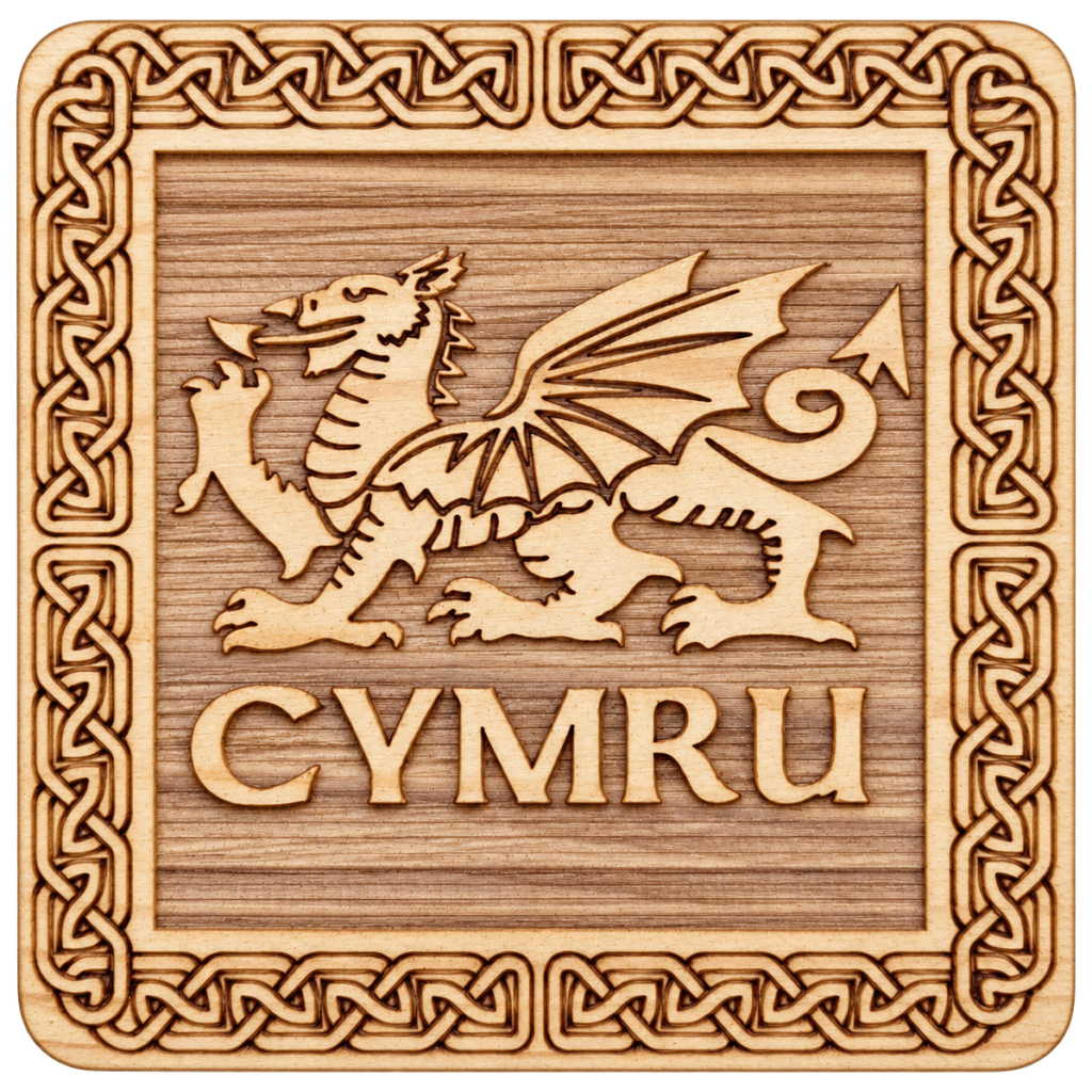 Deep Engraved Cymru Welsh Dragon Celtic Coaster