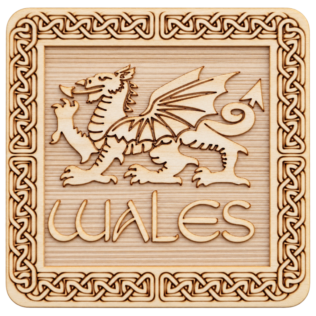 Deep Engraved Wales Welsh Dragon Celtic Coaster