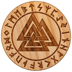 Elder Futhark Rune & Valknut Wooden Coaster