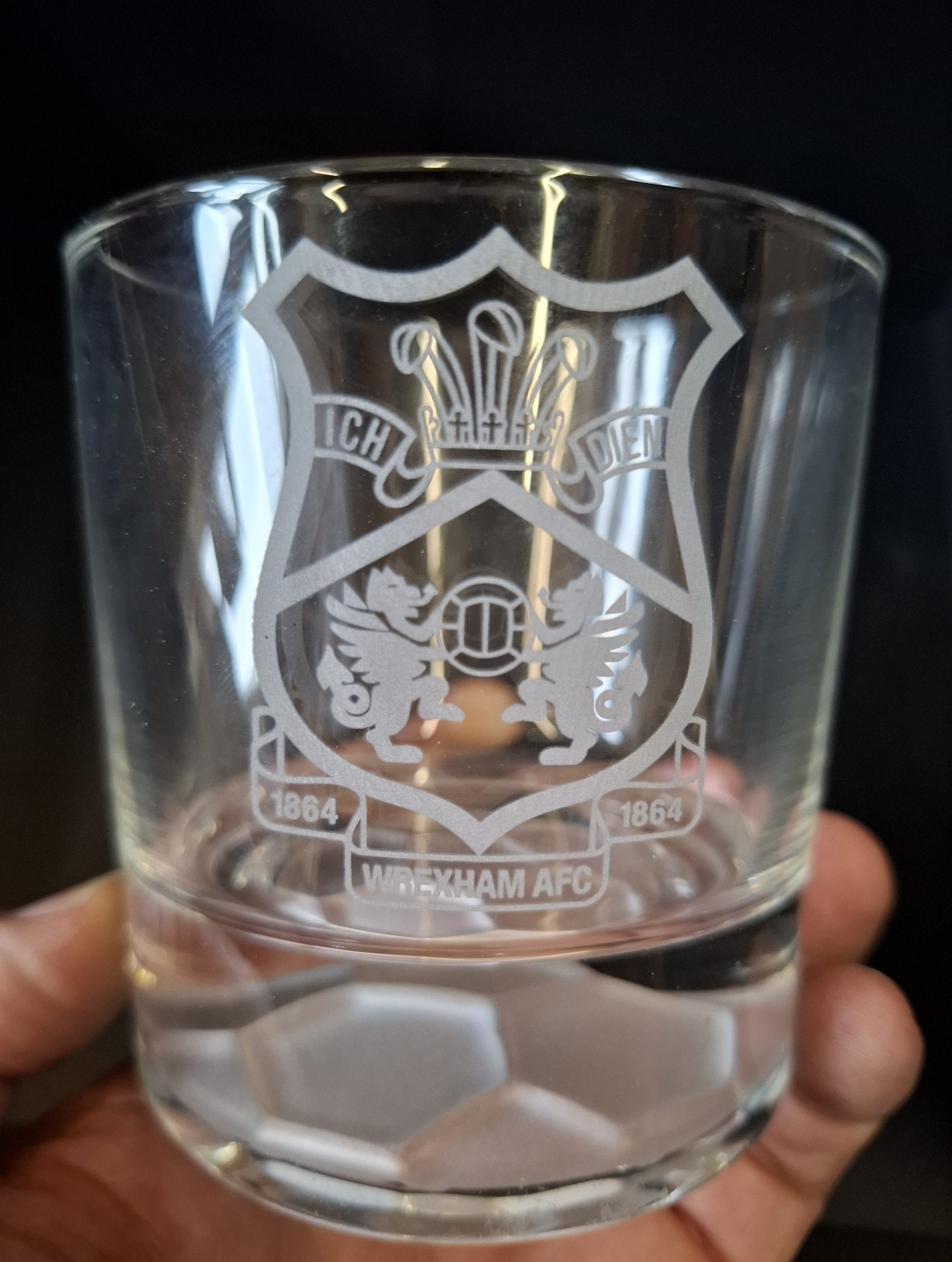 Official Wrexham AFC Engraved Football Base Glass Tumbler – Exclusive Draig Creations - Image 3