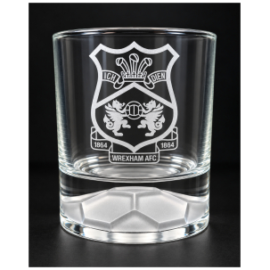Official Wrexham AFC Engraved Football Base Glass Tumbler – Exclusive Draig Creations