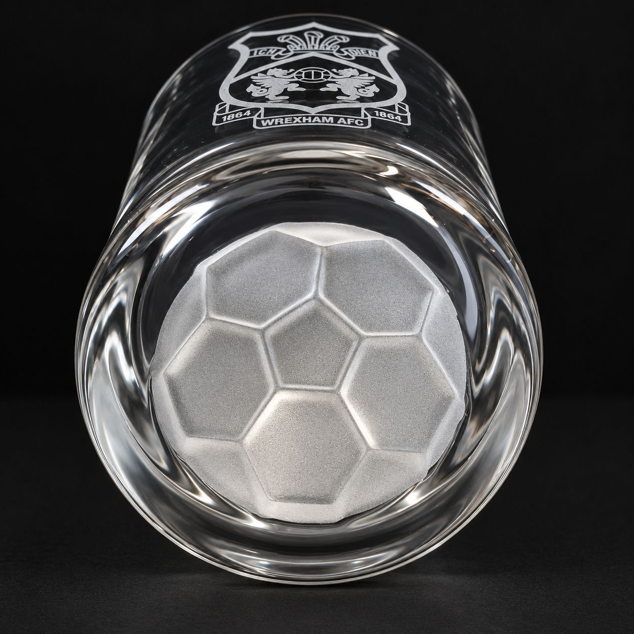 Official Wrexham AFC Engraved Football Base Glass Tumbler – Exclusive Draig Creations - Image 2
